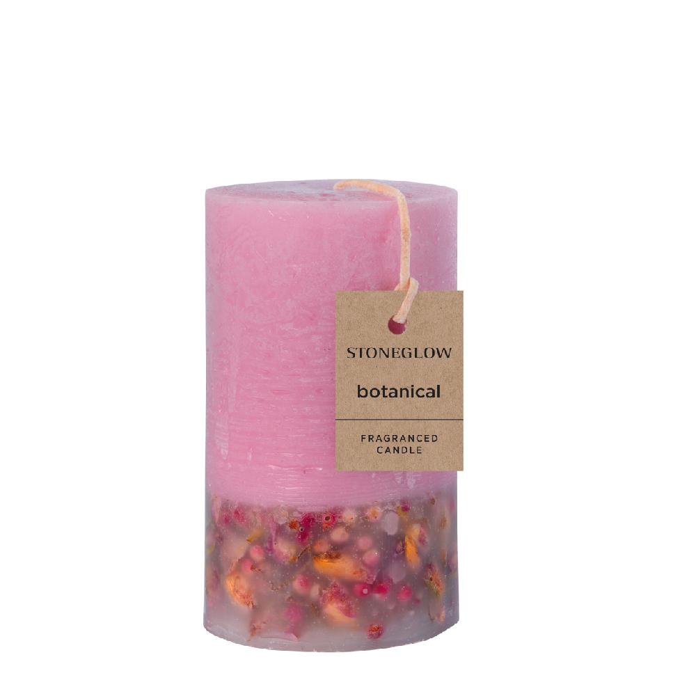 stoneglow Elements - Light - Blush Rose & Peony Scented Botanical Pillar Candle (75 x 127mm)