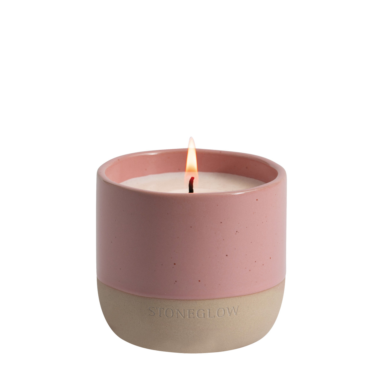 stoneglow Elements - Light - Blush Rose & Peony - Scented Soy Wax Ceramic Candle Tumbler (68x75mm) - Pink
