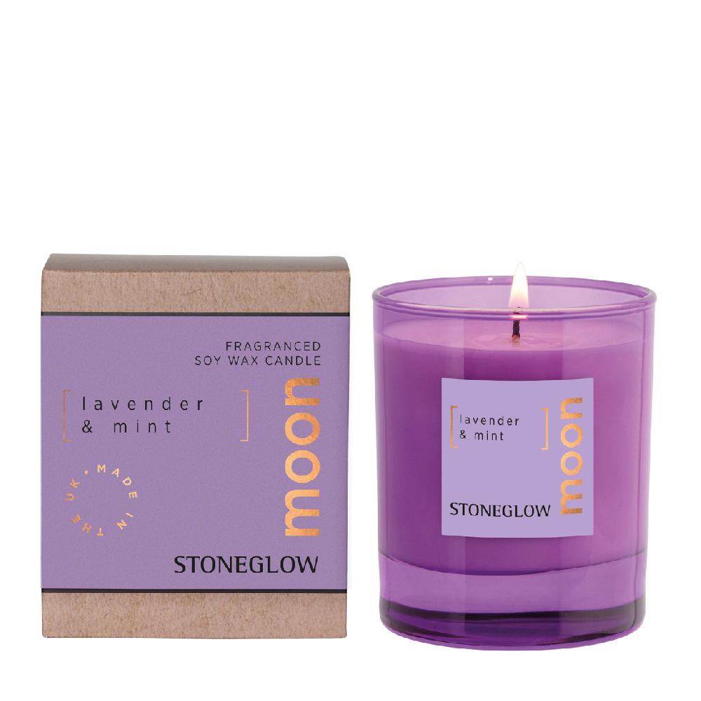 stoneglow Elements - Moon - Lavender & Mint - Scented Soy Wax Candle - Boxed Tumbler (80 x 70mm)