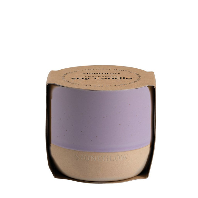 Stoneglow Elements - Moon - Lavender & Mint - Scented Soy Wax Ceramic Candle Tumbler (68x75mm) - Purple