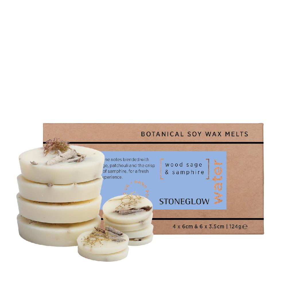 stoneglow Elements - Water - Wood Sage & Samphire - Botanical Scented Soy Wax Melts (124g)