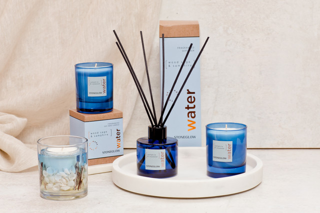 Stoneglow Elements - Water - Wood Sage & Samphire - Gel Botanical Scented Soy Wax Candle Tumbler (90 X 80mm)