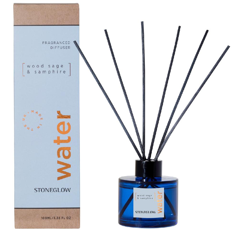 stoneglow Elements - Water - Wood Sage & Samphire - Scented Reed Diffuser 100ml