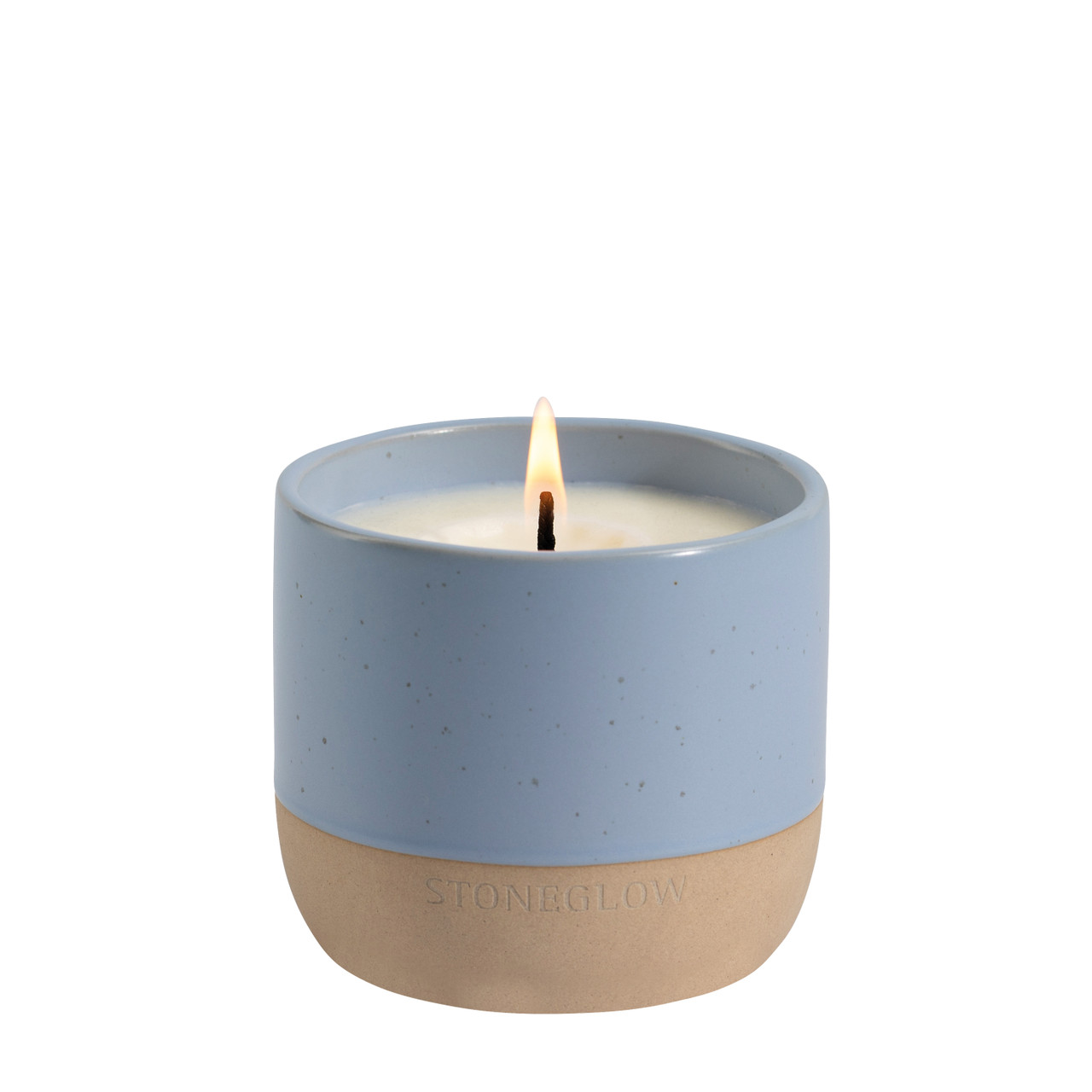 stoneglow Elements - Water - Wood Sage & Samphire - Scented Soy Wax Ceramic Candle Tumbler (68x75mm) - Blue