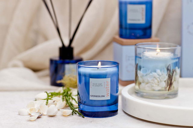 Stoneglow Elements - Water - Wood Sage & Samphire - Soy Wax Scented Candle - Boxed Tumbler (80 X 70mm)