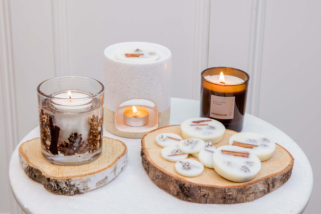 Stoneglow Elements - Wood - Palo Santo & Amber Scented Botanical Pillar Candle (75 X 127mm)