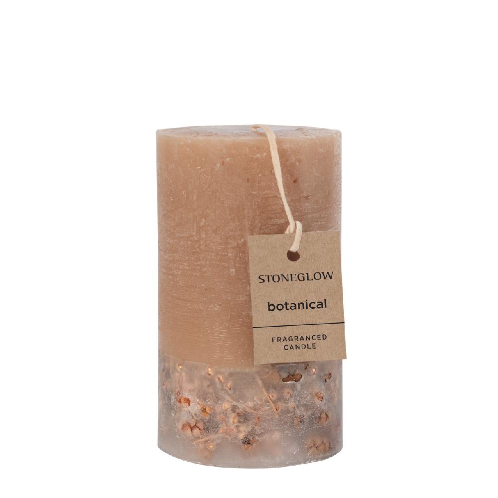 stoneglow Elements - Wood - Palo Santo & Amber Scented Botanical Pillar Candle (75 x 127mm)