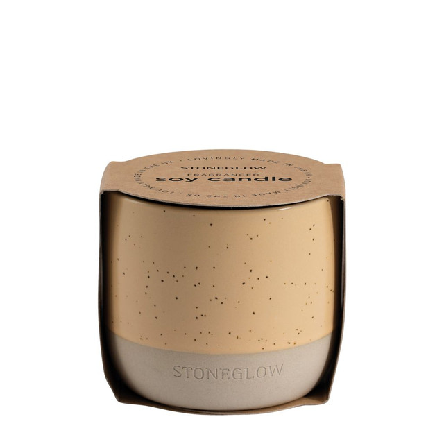 Stoneglow Elements - Wood - Palo Santo & Amber - Scented Soy Wax Ceramic Candle Tumbler (68x75mm) - Brown