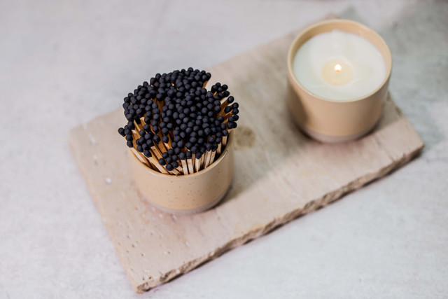 Stoneglow Elements - Wood - Palo Santo & Amber - Scented Soy Wax Ceramic Candle Tumbler (68x75mm) - Brown