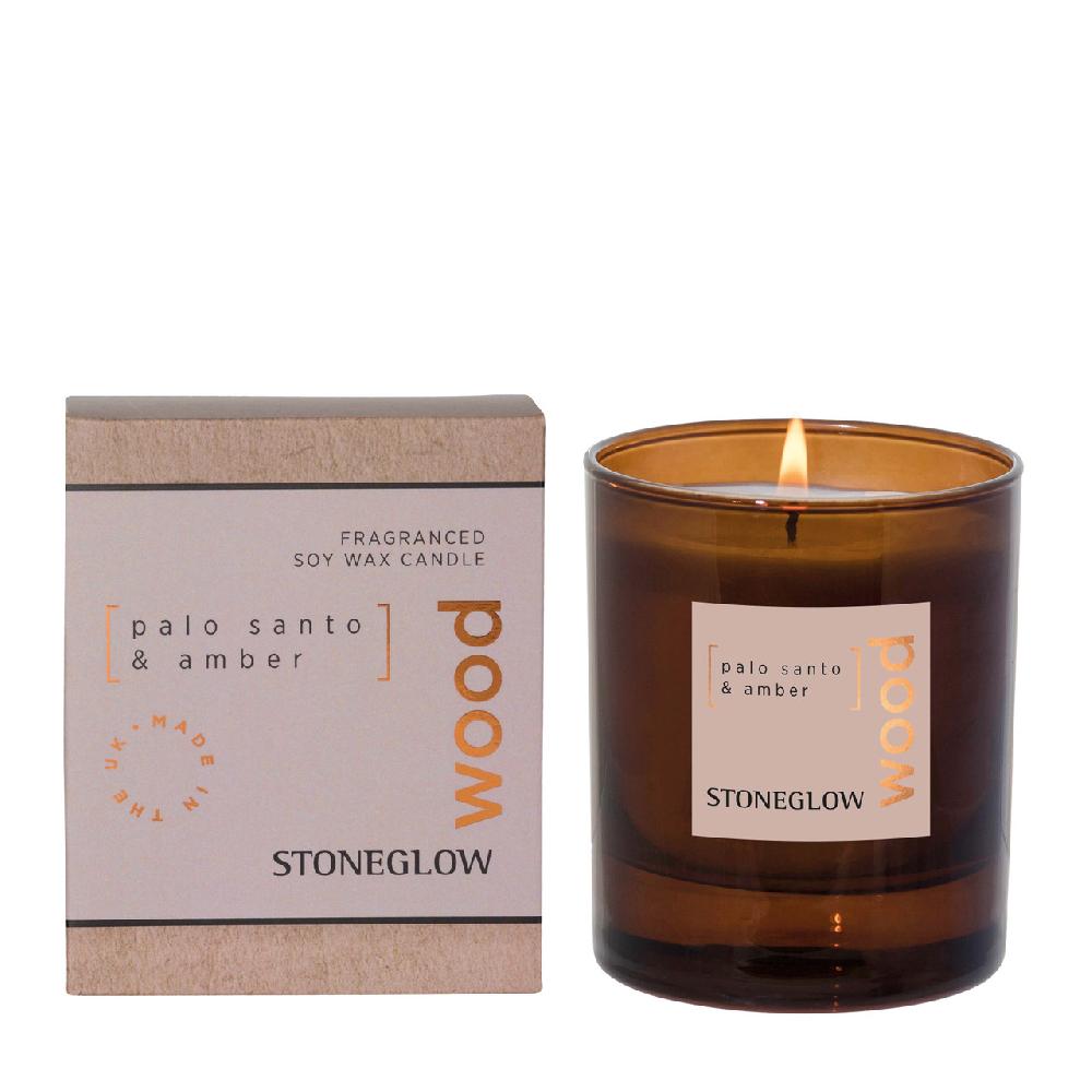 stoneglow Elements - Wood - Palo Santo & Amber - Soy Wax Scented Candle - Boxed Tumbler (80 x 70mm)