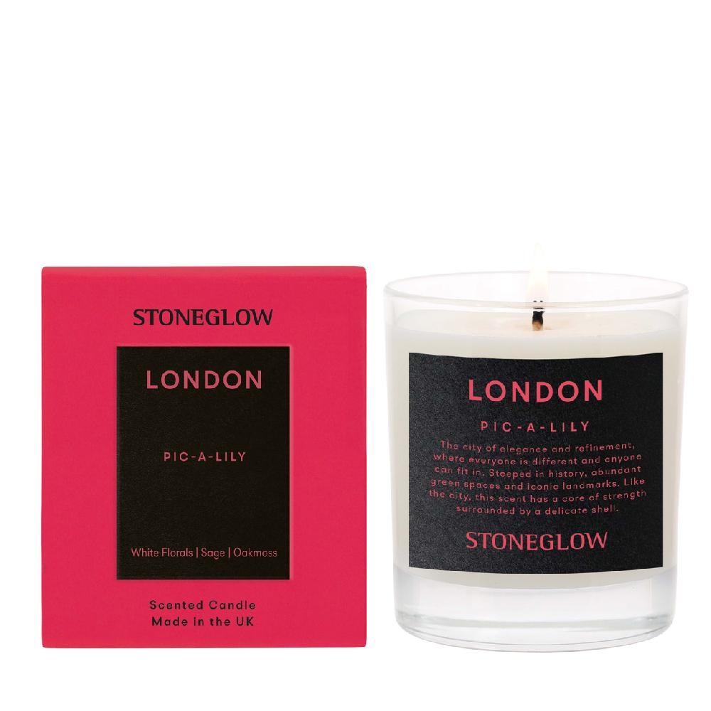 stoneglow Explorer - London - Pic-a-Lily - 220gm Soy Wax Scented Candle (90 x 80mm)