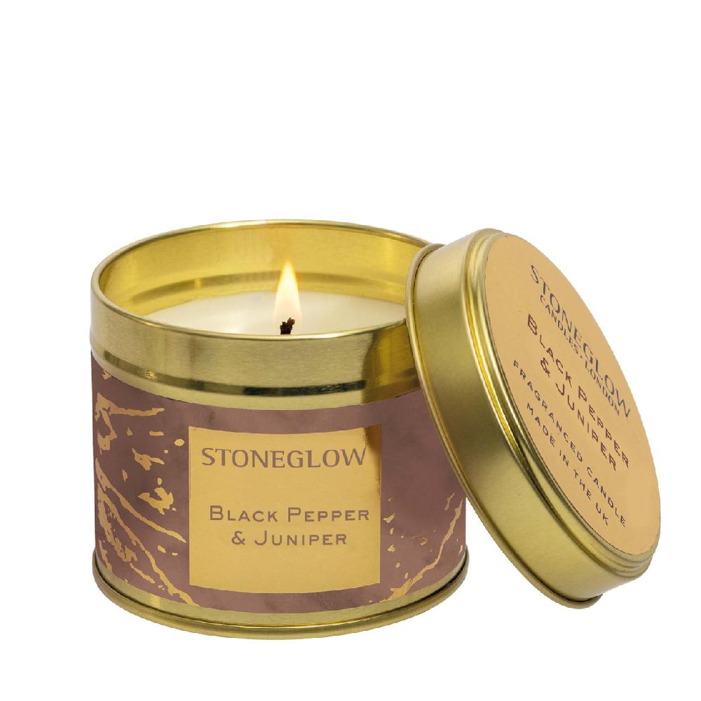 stoneglow Luna - Black Pepper & Juniper - Scented Candle Tin (78 x 75mm)
