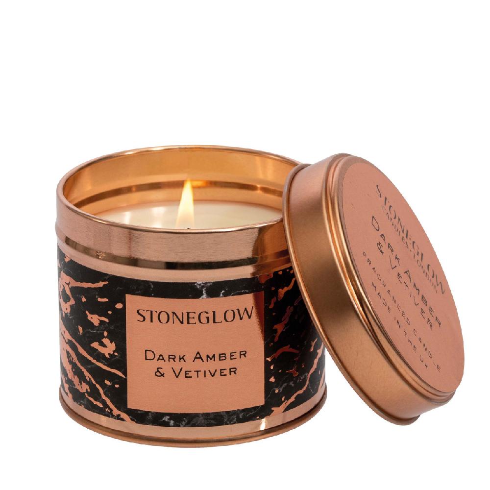 stoneglow Luna - Dark Amber & Vetiver - Scented Candle Tin