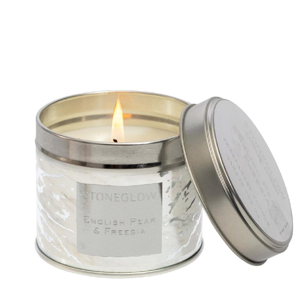 stoneglow Luna - English Pear & Freesia - Scented Candle Tin (78 x 75mm)
