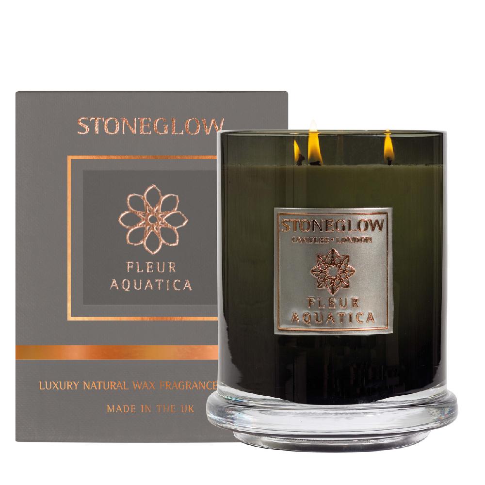 stoneglow Metallique - Fleur Aquatica - Candle Large - Multi Wick (180 x 155mm)