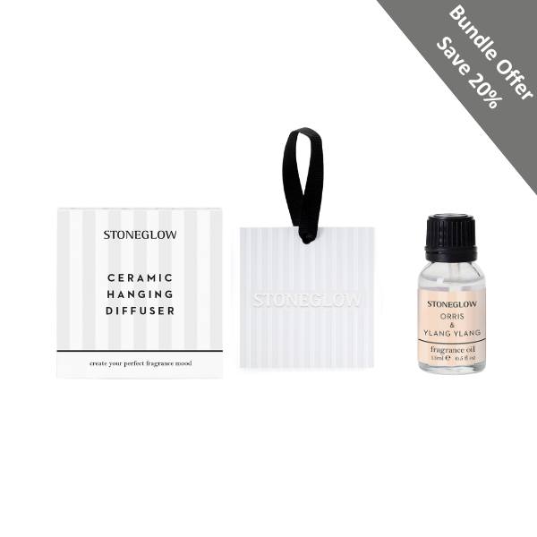 stoneglow Modern Classics - Bundle - Orris & Ylang Ylang Fragrance Oil & Ceramic Square Hanging Diffuser Giftset Bundle stoneglow Modern Classics - Bundle - Orris & Ylang Ylang Fragrance Oil & Ceramic Square Hanging Diffuser Giftset Bundle