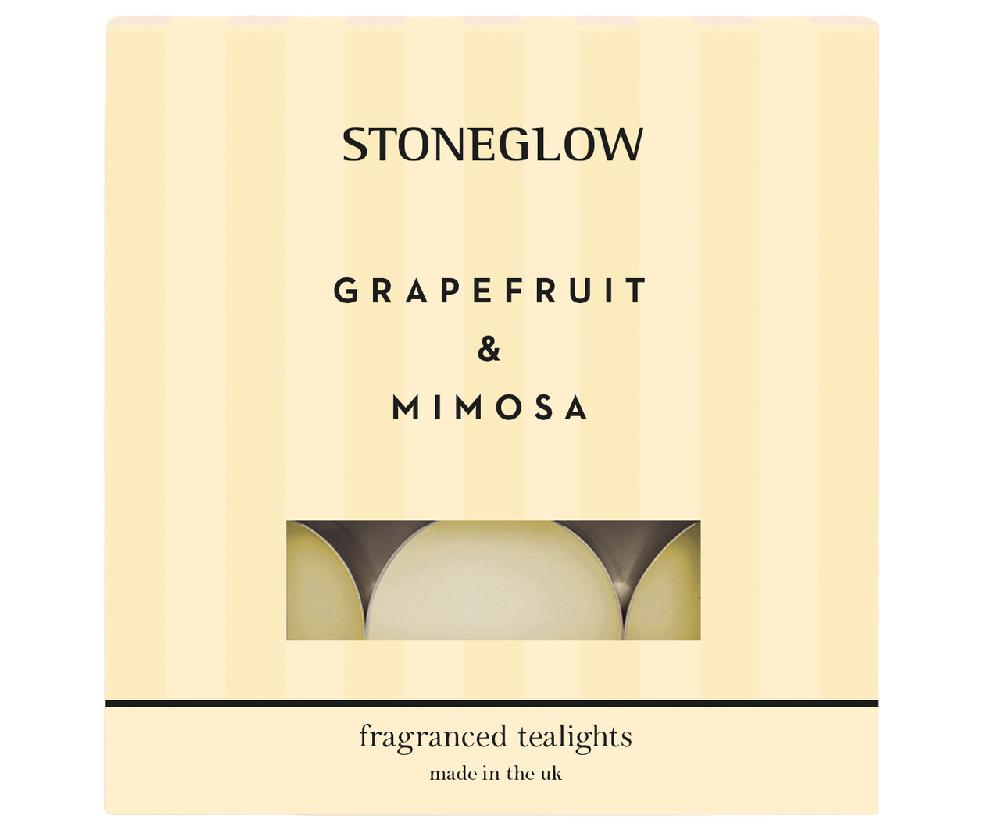 stoneglow Modern Classics - Grapefruit & Mimosa - Scented Tealight Candles (37 x 22mm) 180g