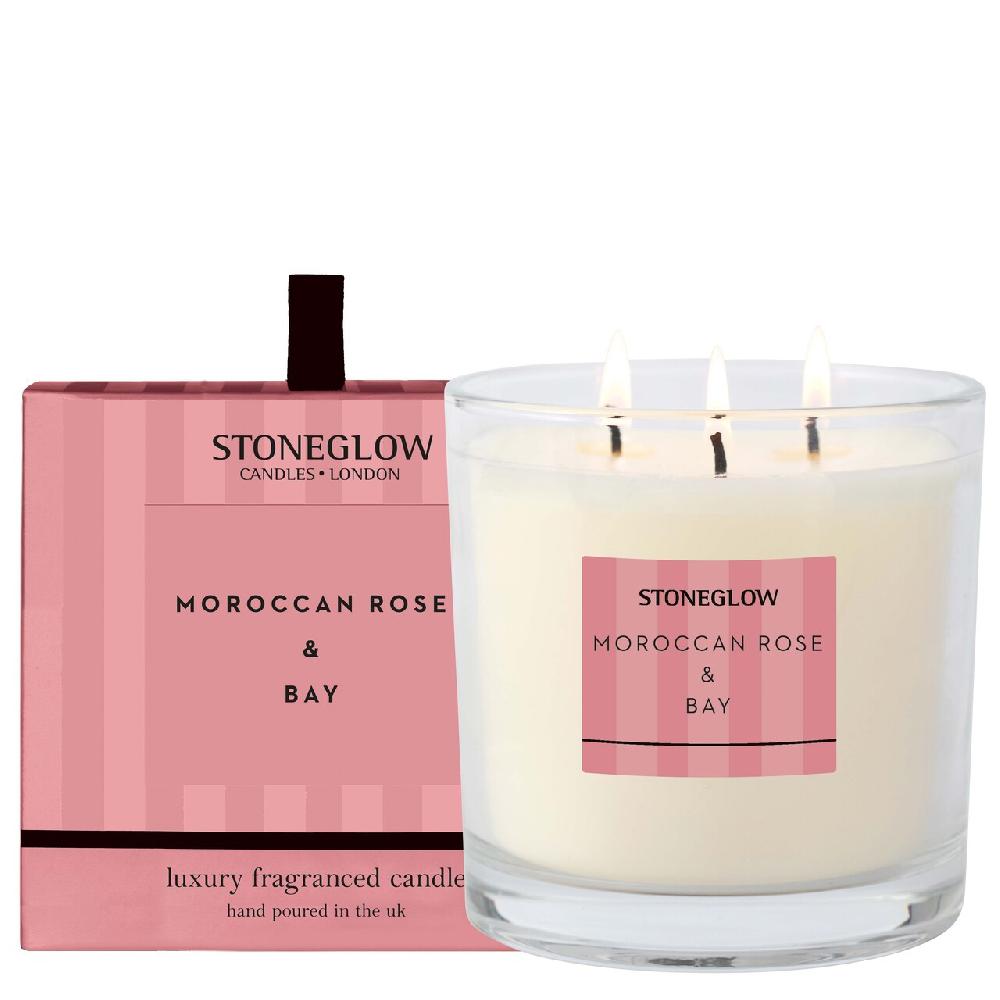 stoneglow Modern Classics - Moroccan Rose & Bay - 3-wick Scented Candle 760g