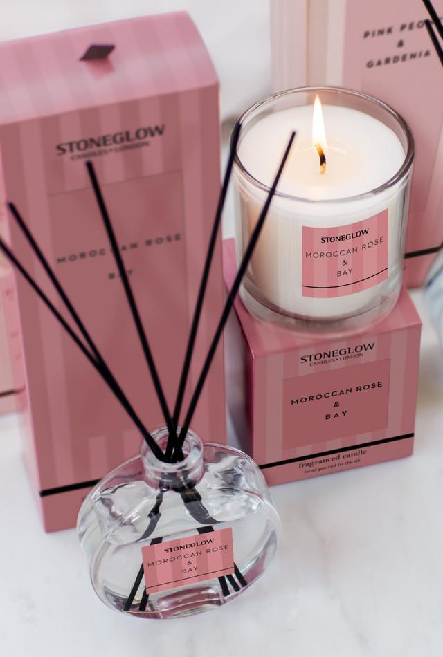 Stoneglow Modern Classics - Moroccan Rose & Bay - Scented Candle - Boxed Tumbler (90 X 80mm)