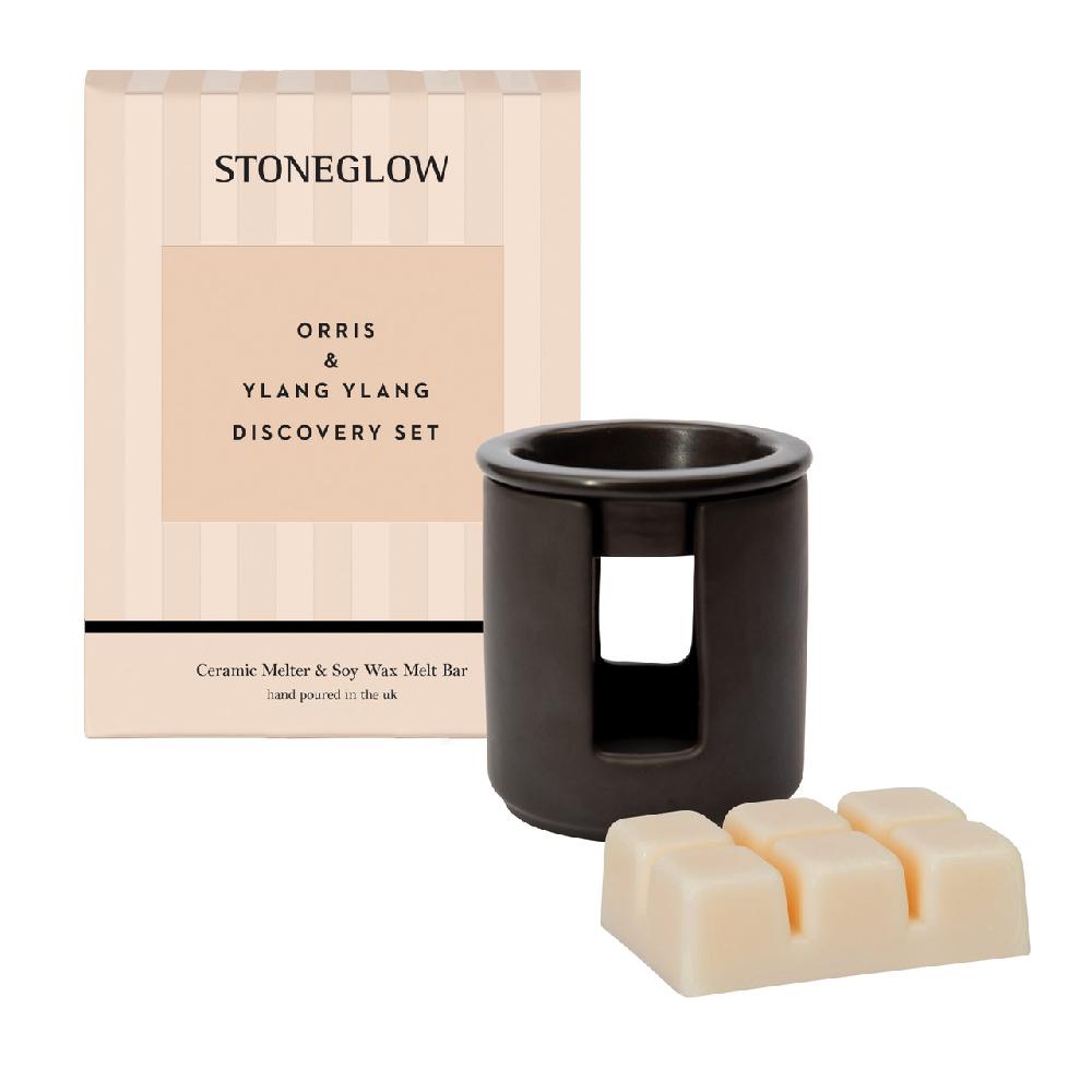 stoneglow Modern Classics - Orris & Ylang Ylang Ceramic Wax Melter & Soy Wax Melt Bar Discovery Set
