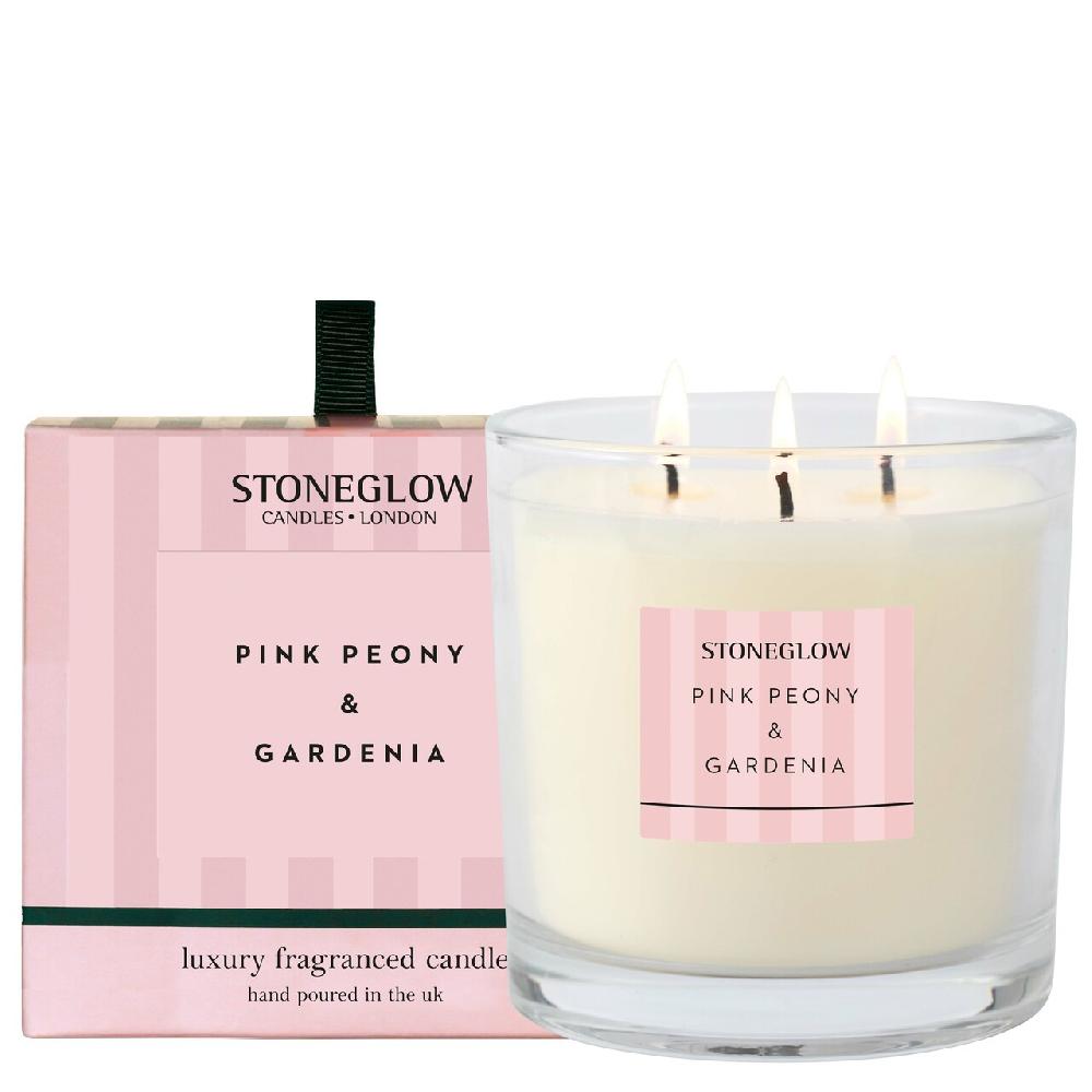 stoneglow Modern Classics - Pink Peony & Gardenia - 3-Wick Scented Candle (120 X 120mm)