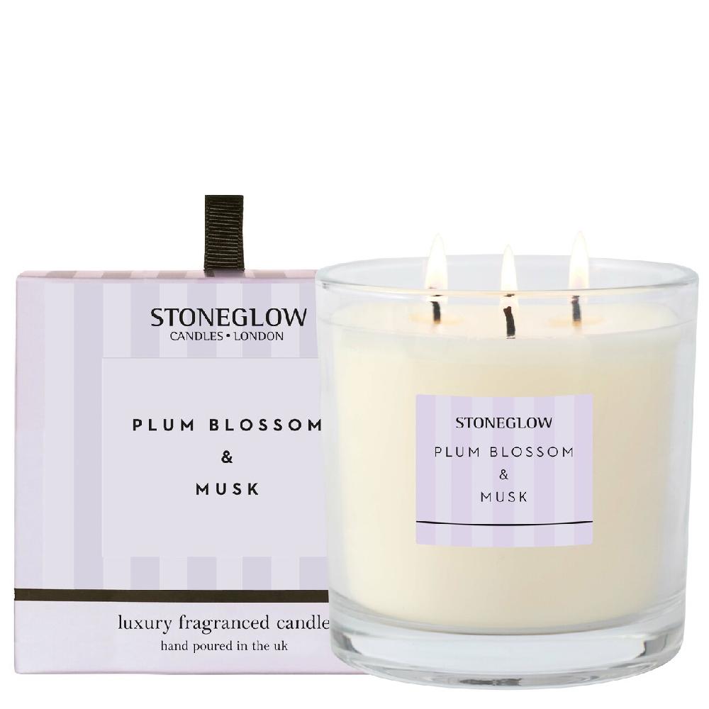 stoneglow Modern Classics - Plum Blossom & Musk - 3-Wick Scented Candle (120 x 120mm)