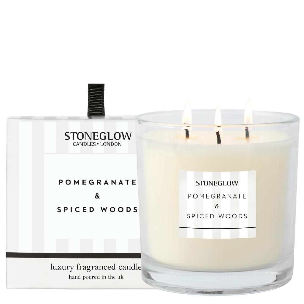 stoneglow Modern Classics - Pomegranate & Spiced Woods - 3-Wick Scented Candle