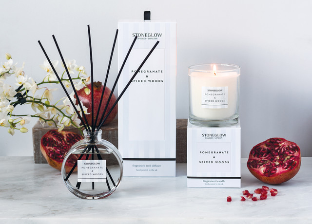 Stoneglow Modern Classics - Pomegranate & Spiced Woods - Scented Tealight Candles (37 X 22mm) 180g