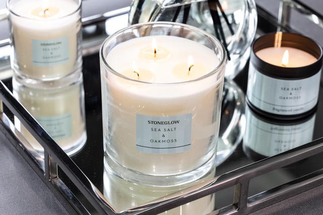 Stoneglow Modern Classics - Sea Salt & Oakmoss - Scented 3-Wick Scented Candle (120 X 120mm)