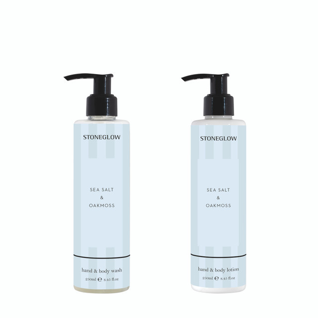 stoneglow Modern Classics - Sea Salt & Oakmoss - Scented Hand & Body Wash & Lotion Bundle