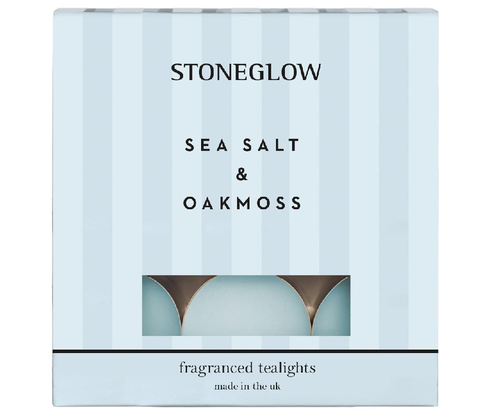 stoneglow Modern Classics - Sea salt & Oakmoss - Scented Tealight Candles (37 x 22mm) 180g