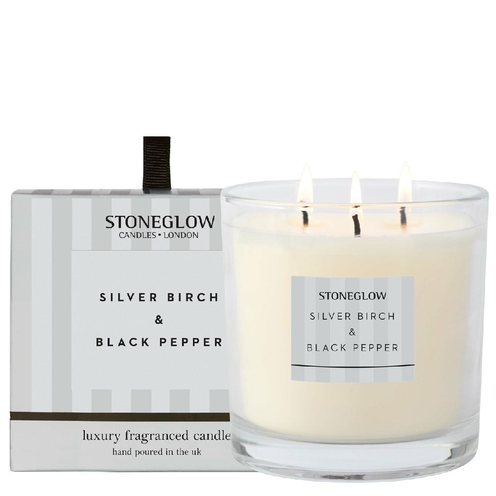 stoneglow Modern Classics - Silver Birch & Black Pepper - 3-Wick Scented Candle