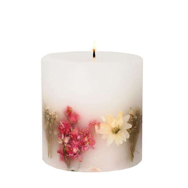 Stoneglow Nature's Gift - Geranium Rosa - Scented Botanical Inclusion Pillar Candle (95 X 95mm)
