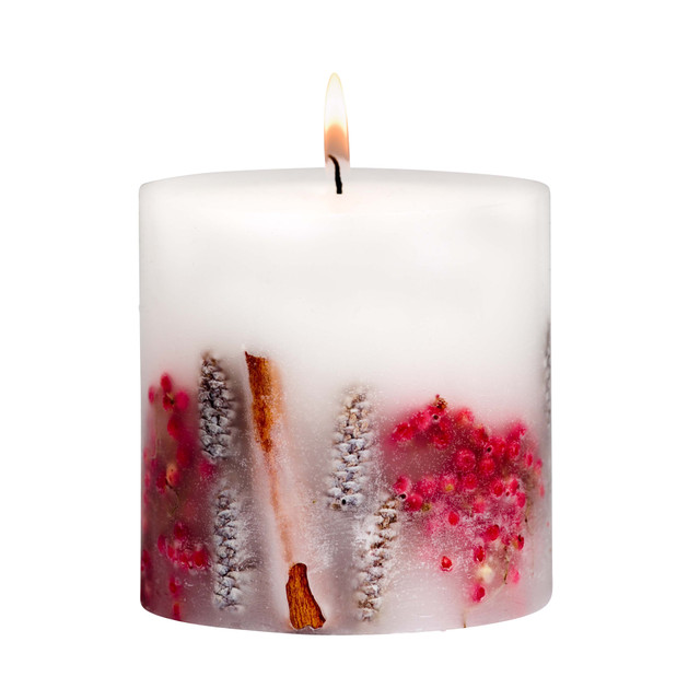 Stoneglow Nature's Gift - Goji Berry & Rose - Scented Botanical Inclusion Pillar Candle (95 X 95mm)