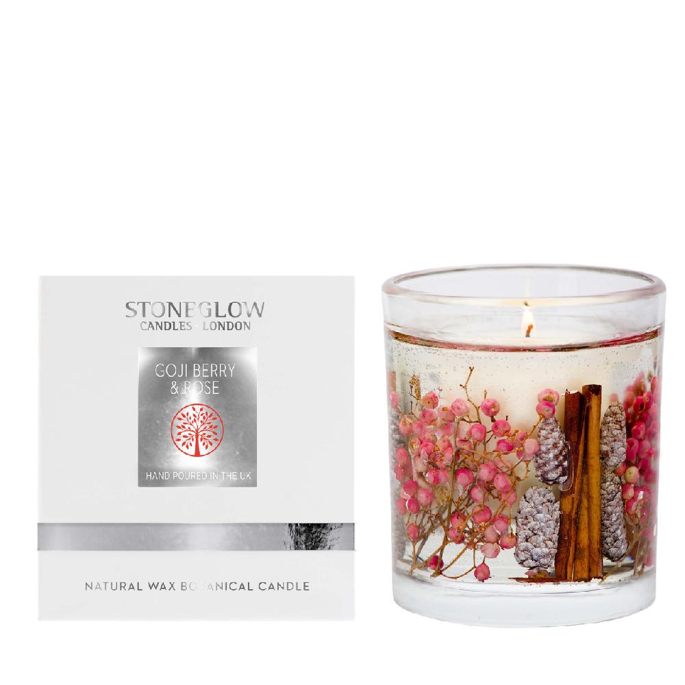 stoneglow Nature's Gift - Goji Berry & Rose - Scented Natural Wax Gel Tumbler Candle (120 x 100mm)