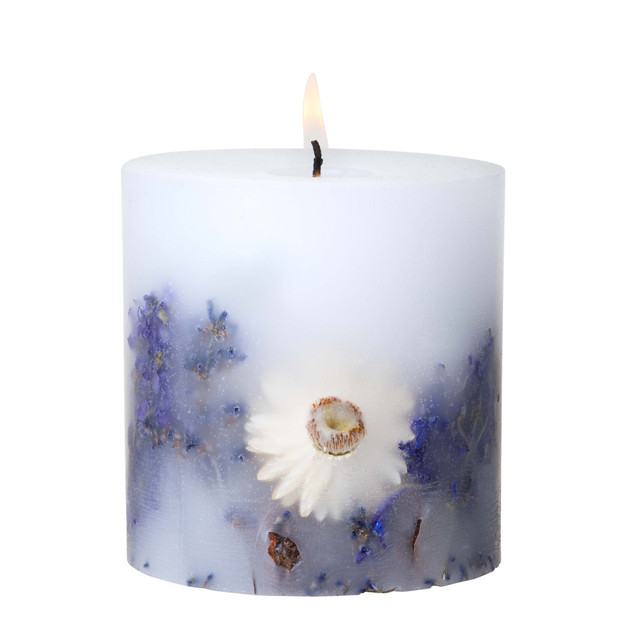 Stoneglow Nature's Gift - Lilac & Lavender - Scented Botanical Inclusion Pillar Candle (95 X 95mm)