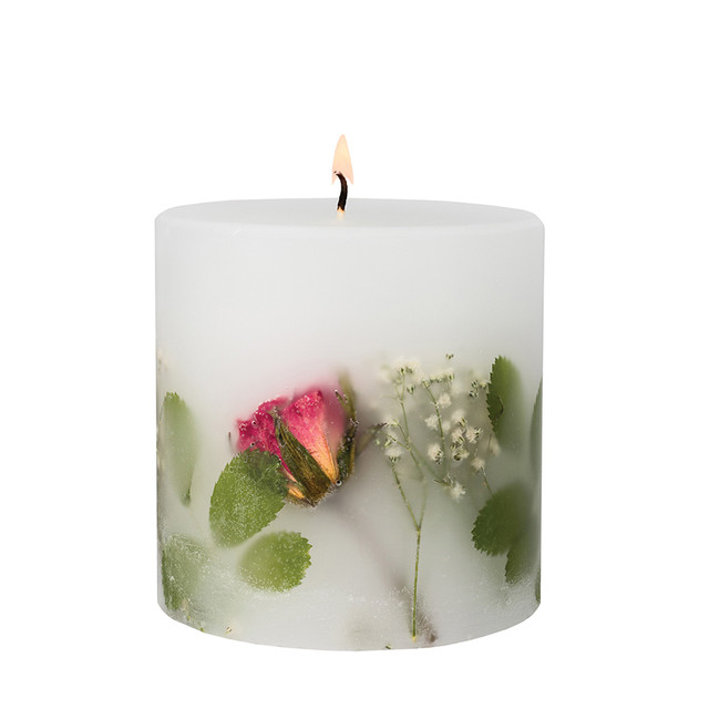 Stoneglow Nature's Gift - Red Rose - Scented Botanical Inclusion Pillar Candle (95 X 95mm)