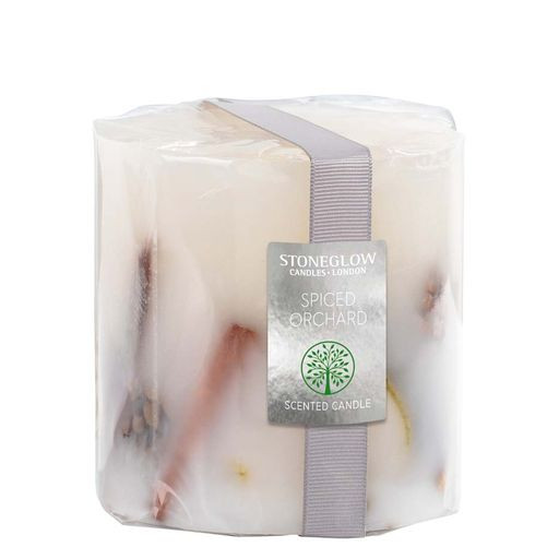 stoneglow Nature's Gift - Spiced Orchard - Scented Botanical Inclusion Pillar Candle (95 x 95mm)
