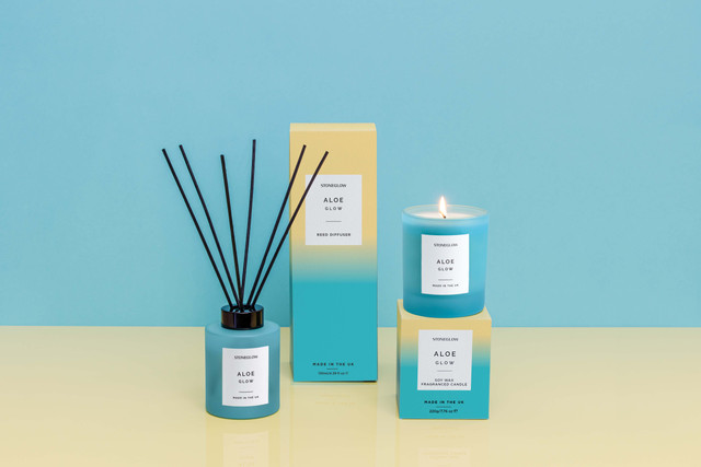 Stoneglow Sol - Aloe Glow - Scented Diffuser 130ml - Blue Glass