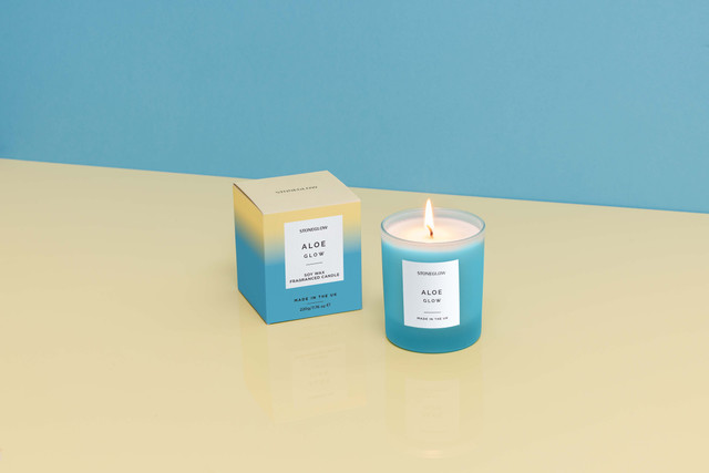 Stoneglow Sol - Aloe Glow - Soy Wax Scented Candle Tumbler (90 X 80mm) - Blue Glass