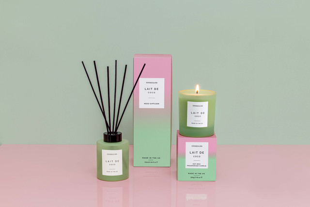 Stoneglow Sol - Lait De Coco - Scented Reed Diffuser 130ml - Green Glass