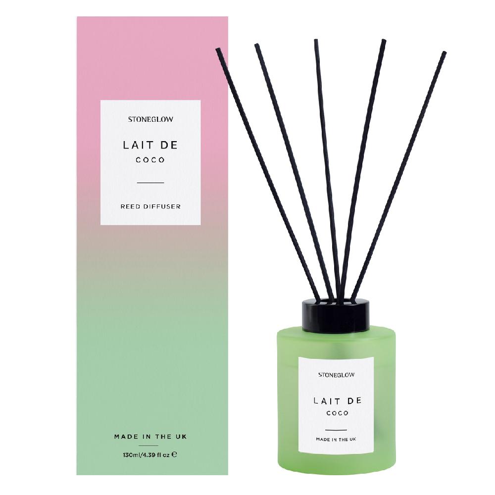 stoneglow Sol - Lait De Coco - Scented Reed Diffuser 130ml - Green Glass