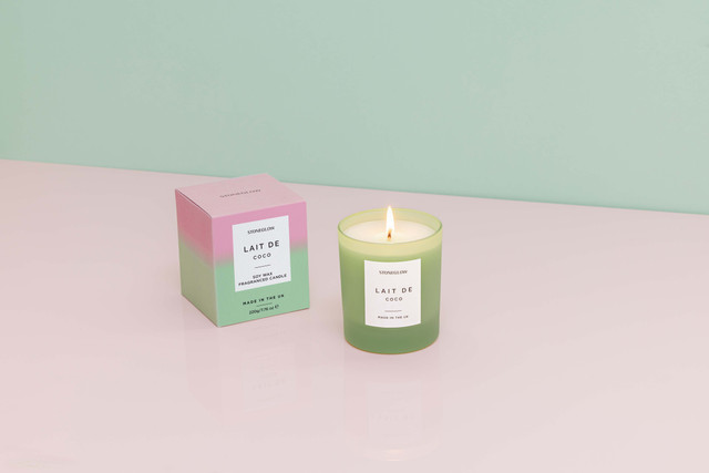 Stoneglow Sol - Lait De Deco - Soy Wax Scented Candle Tumbler (90 X 80mm) - Green Glass