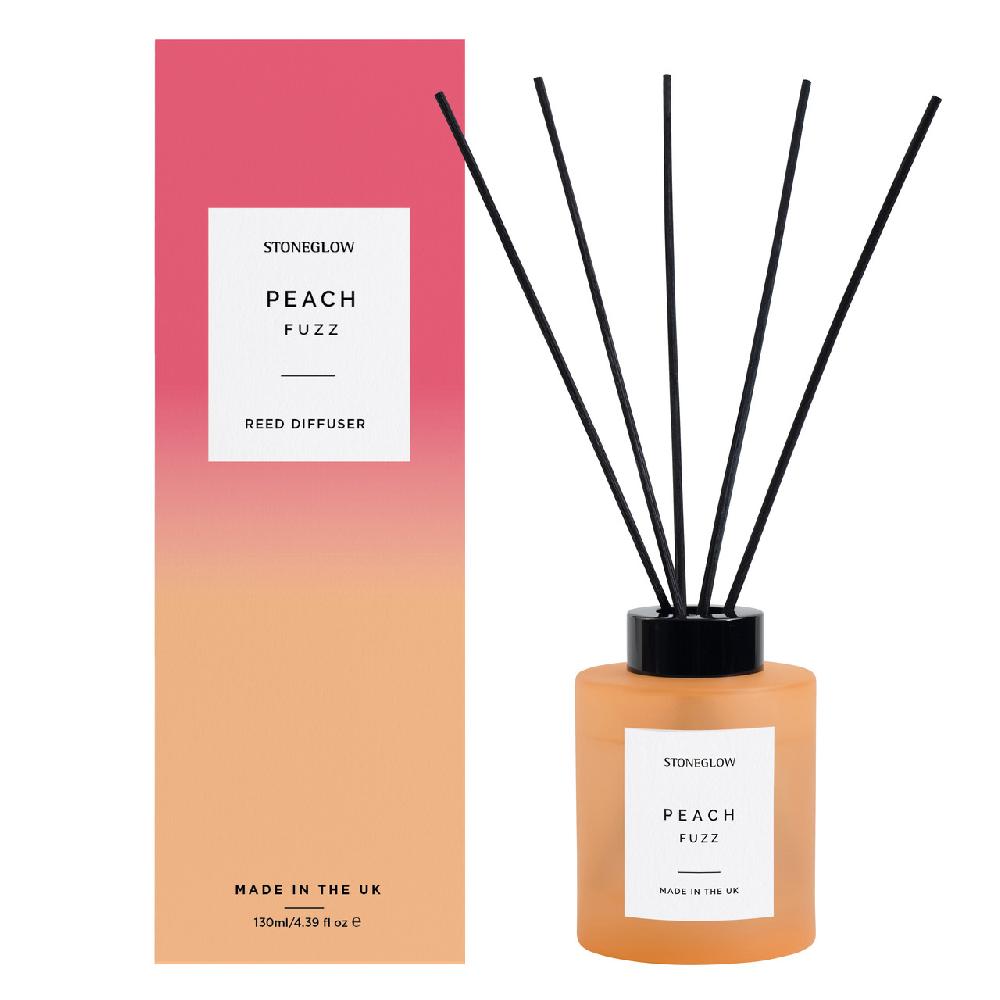 stoneglow Sol - Peach Fuzz - Scented Reed Diffuser 130ml - Orange Glass