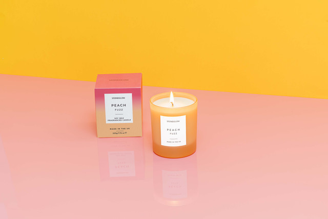 Stoneglow Sol - Peach Fuzz - Soy Wax Scented Candle Tumbler (90 X 80mm) - Orange Glass