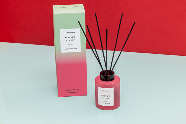 Stoneglow Sol - Popped Cherry - Scented Reed Diffuser 130ml - Red Glass