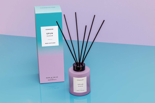 Stoneglow Sol - Spun Sugar - Scented Reed Diffuser 130ml - Purple Glass