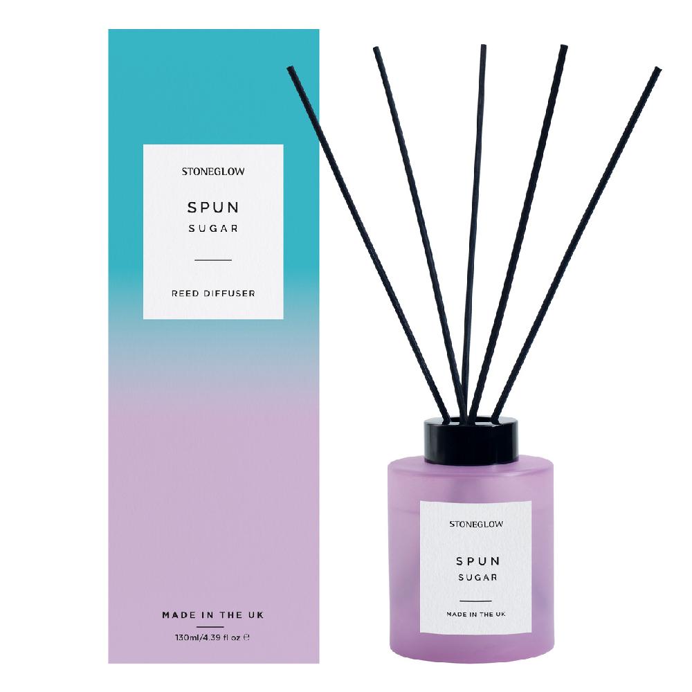 stoneglow Sol - Spun Sugar - Scented Reed Diffuser 130ml - Purple Glass