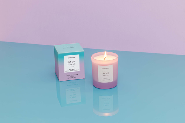 Stoneglow Sol - Spun Sugar - Soy Wax Scented Candle Tumbler (90 X 80mm) - Purple Glass