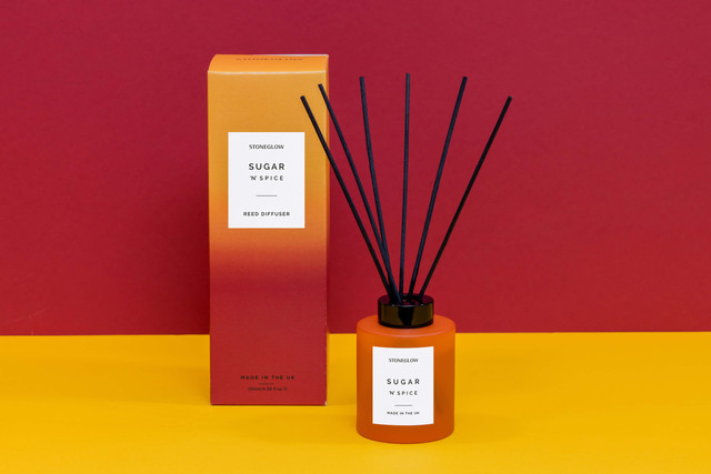 Stoneglow Sol - Sugar 'n' Spice - Scented Reed Diffuser 130ml - Dark Orange Glass